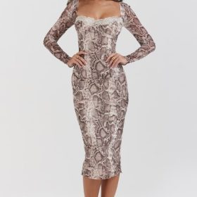 Seraphina Snake Print Corset Dress - Image 8