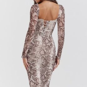 Seraphina Snake Print Corset Dress - Image 11