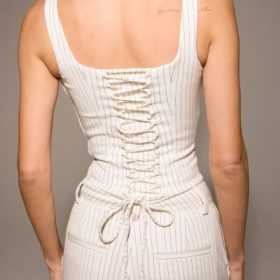 Selma White Pinstripe Boned Corset Top