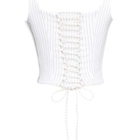Selma White Pinstripe Boned Corset Top - Image 4