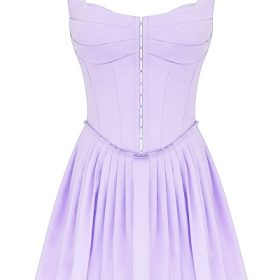 Cupid Orchid Pleated Cotton Mini Dress - Image 2