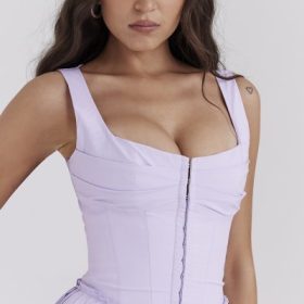 Cupid Orchid Pleated Cotton Mini Dress - Image 7