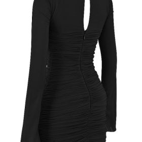 Camille Black Real Silk Cutout Mini Dress - Image 3