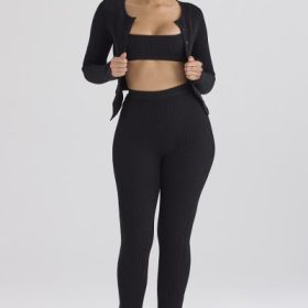 Mitzi Black Ribbed Knit Leggings - Image 6