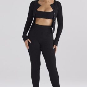 Mitzi Black Ribbed Knit Leggings - Image 7