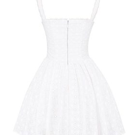Brigitte White Cotton Broderie Anglais Corset Mini Dress - Image 4
