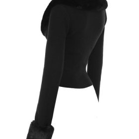 Blanche Black Faux Fur Trim Cardigan - Image 3