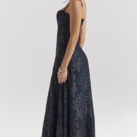 Esme Midnight Blue Lurex Chiffon Maxi Dress