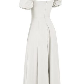Tallulah White Puff Sleeve Midi Sundress - Image 3