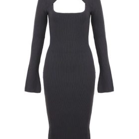 Meliora Charcoal Knit Midi Dress - Image 2