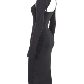 Meliora Charcoal Knit Midi Dress - Image 3