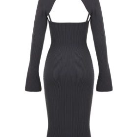 Meliora Charcoal Knit Midi Dress - Image 4
