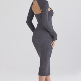 Meliora Charcoal Knit Midi Dress - Image 14
