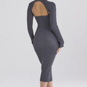 Meliora Charcoal Knit Midi Dress - Image 15