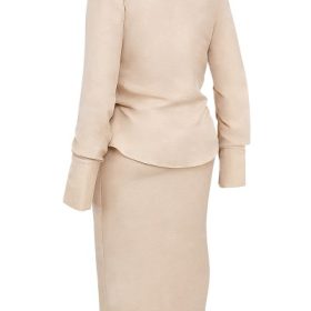 Nevaeh Almond Plunge Shirt Midi Dress - Image 3