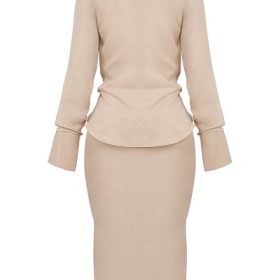 Nevaeh Almond Plunge Shirt Midi Dress - Image 4