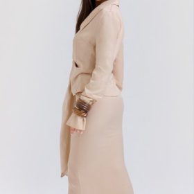 Nevaeh Almond Plunge Shirt Midi Dress - Image 8