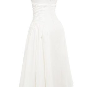 Georgiana White Cotton Strapless Midi Sundress - Image 3