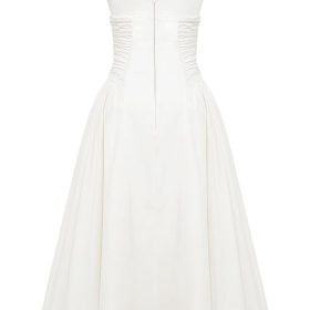 Georgiana White Cotton Strapless Midi Sundress - Image 4