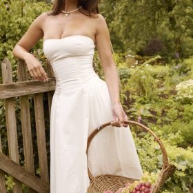 Georgiana White Cotton Strapless Midi Sundress - Image 6